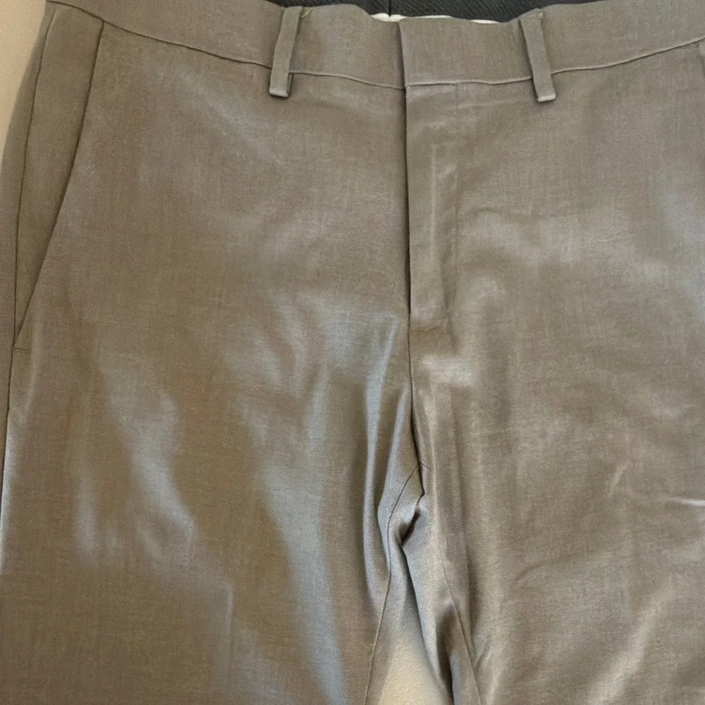 Reaction Kenneth Cole Dress Pants Men 32x29 Gray Twill Slim Straight Stretch